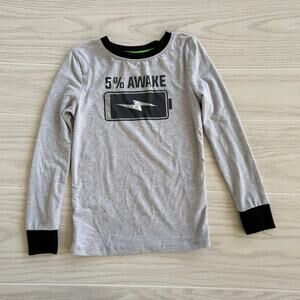 Dreamlife Boy’s Size 4 Gray “5% Awake” Long Sleeve Pajama Top